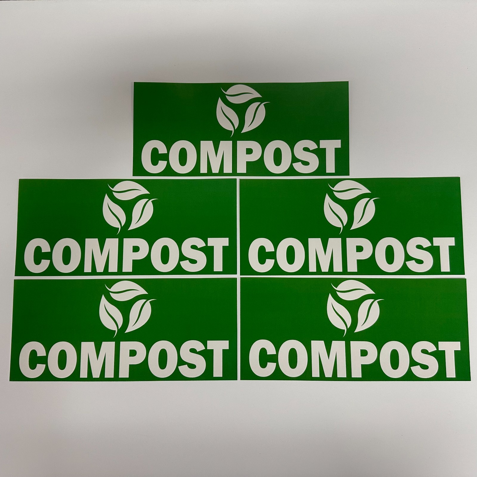 5 PACK! Compost Green Waste Trash Can Stickers, Set of 4" x 9" Labels for Bins