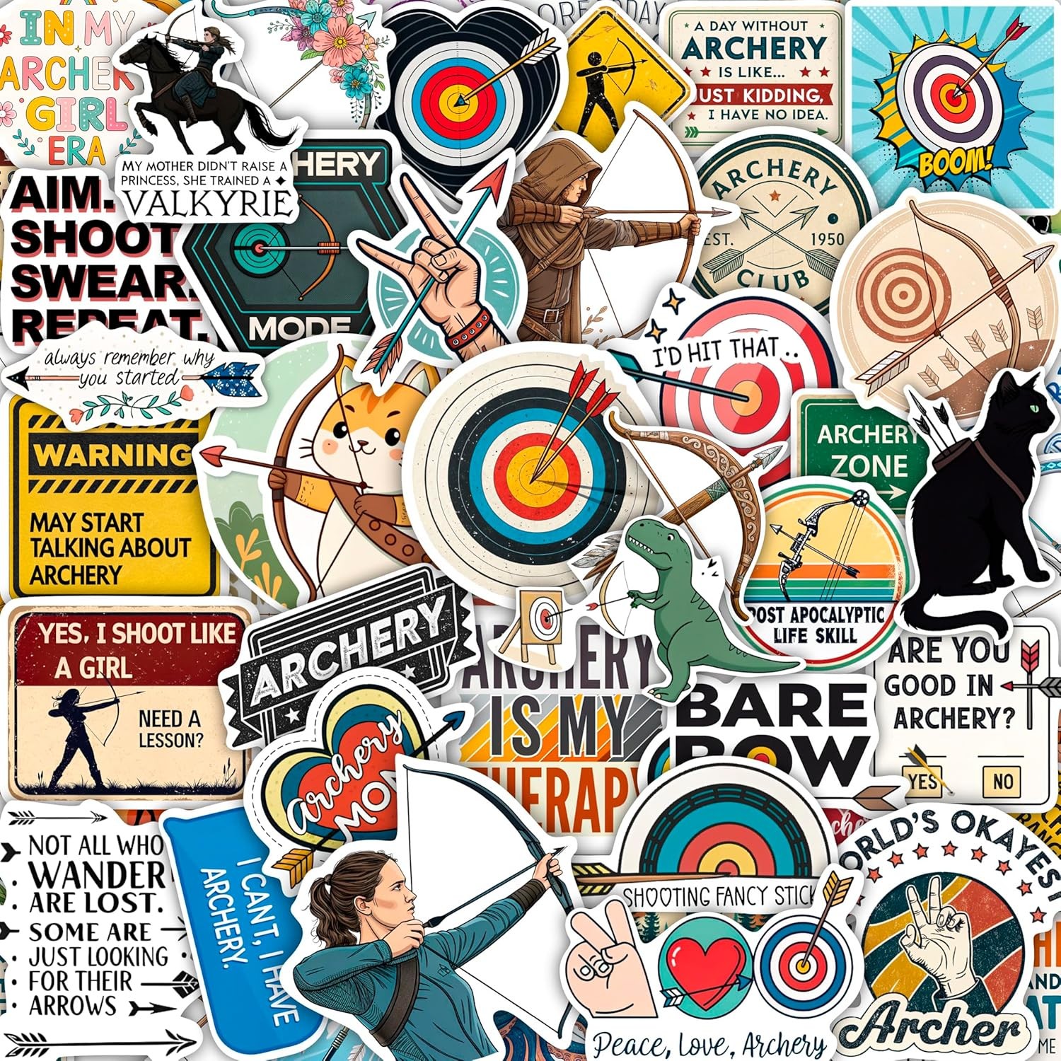 100Pcs Archery Stickers and Decals for Bow Case, Arrow Stickers – Archery Party