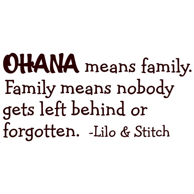 OHANA MEANS FAMILY DISNEY LILO AND STITCH Quote Vinyl Wall Decal Decor Sticker