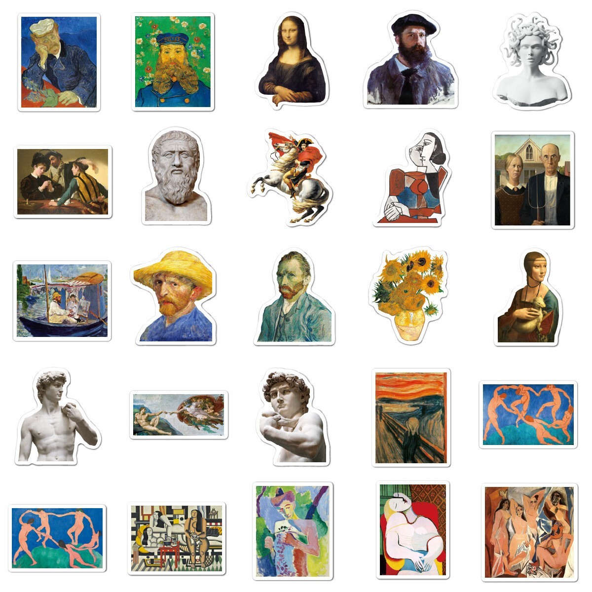 150pcs Famous Painting Vinyl Stickers, Artist Monet Van Gogh,0012345