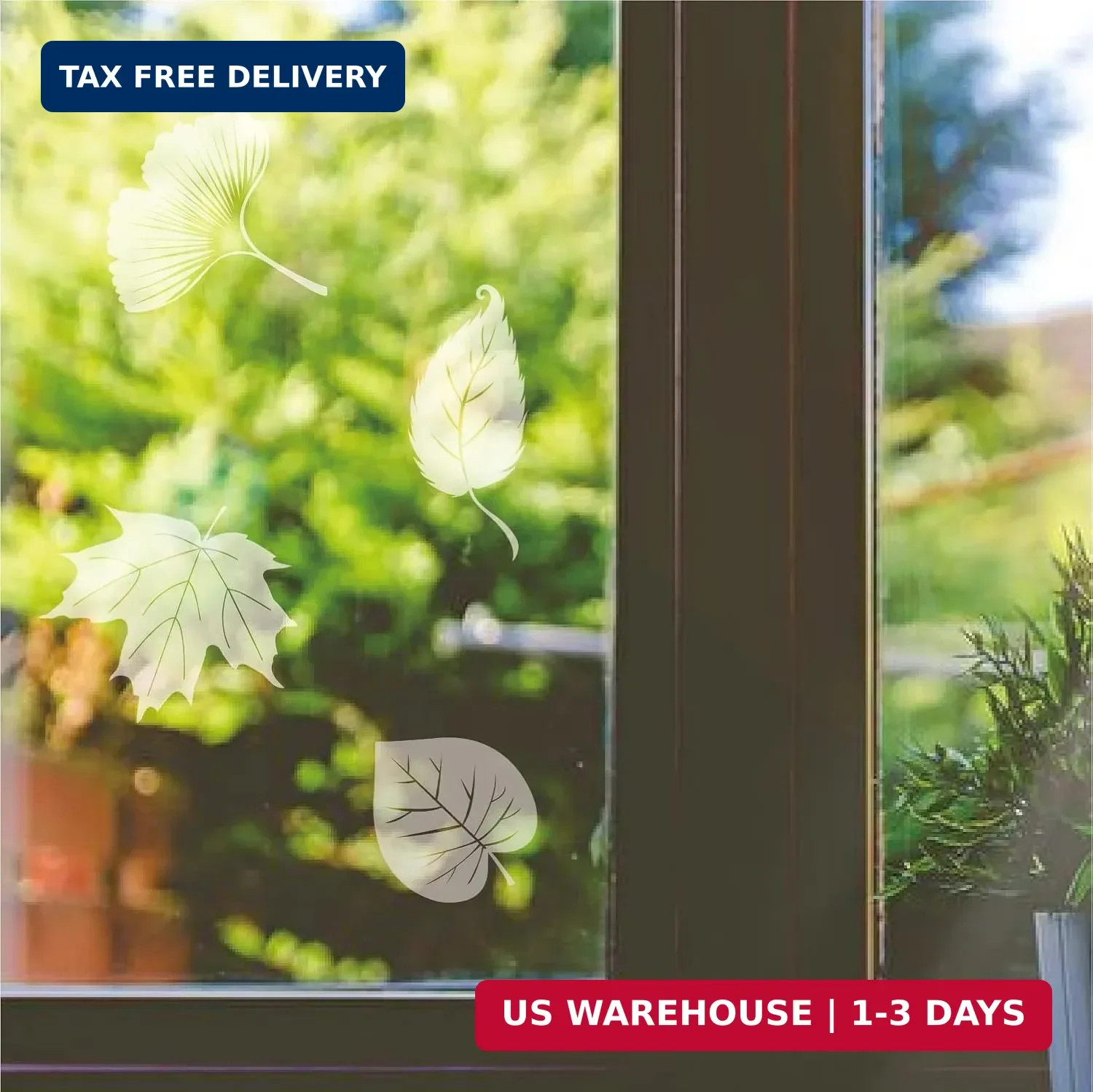 FINGOOO Window Decals for Bird Strikes,52 Pieces Large Leaf Shape Anti Collision