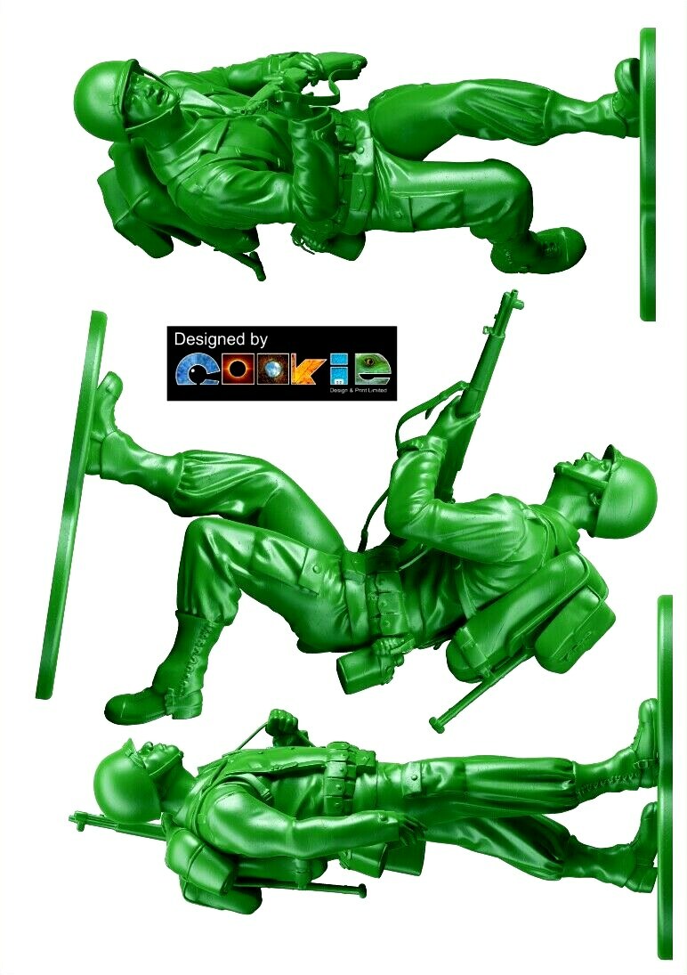 12 Green Army Men – Boys /girls Room Wall / Car Stickers Large – Cut to shape