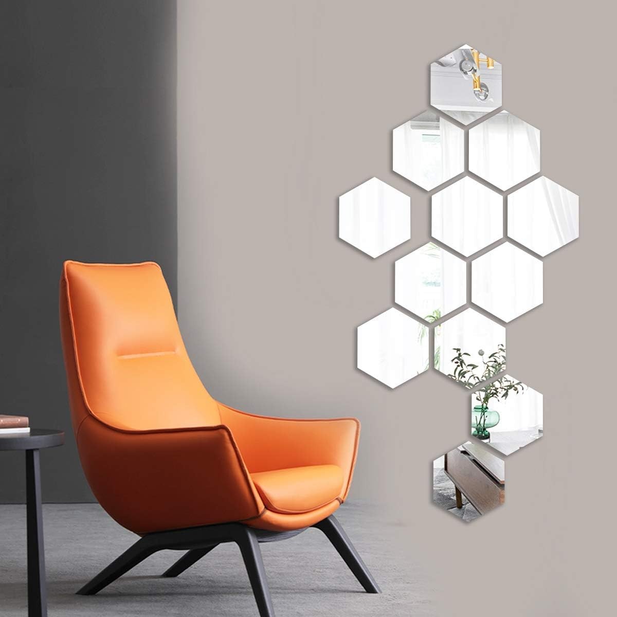 Mirror Wall Stickers – 12PCS Hexagon Art DIY Decorative Acrylic Sheet Plastic…