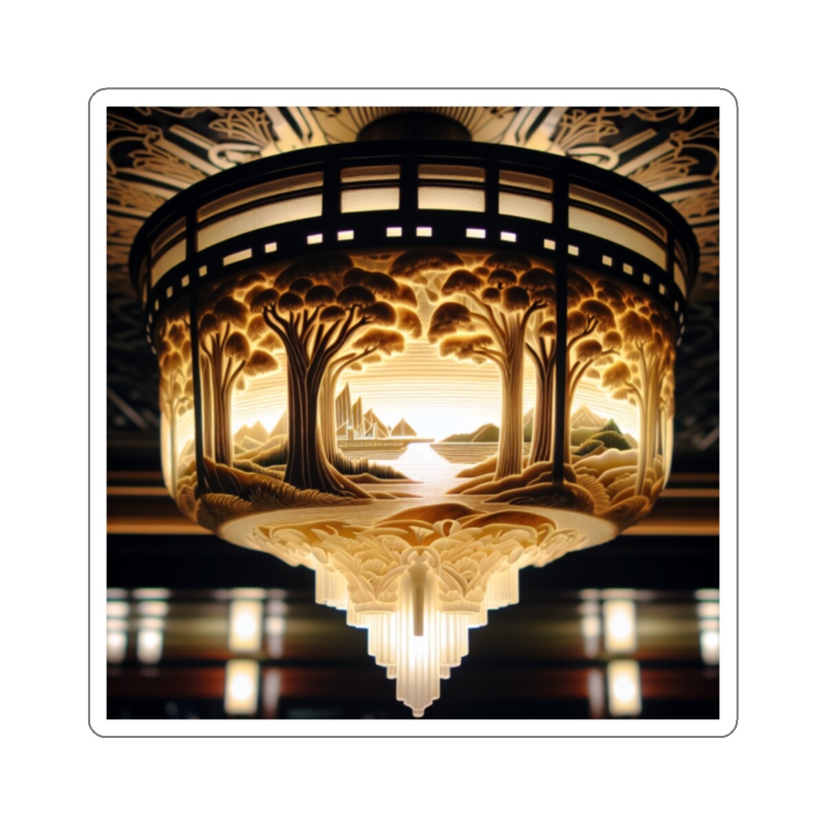 Sticker Art Deco Nature Scene Ceiling Lamp 2×2" 3×3" 4×4" 6×6" Chandelier