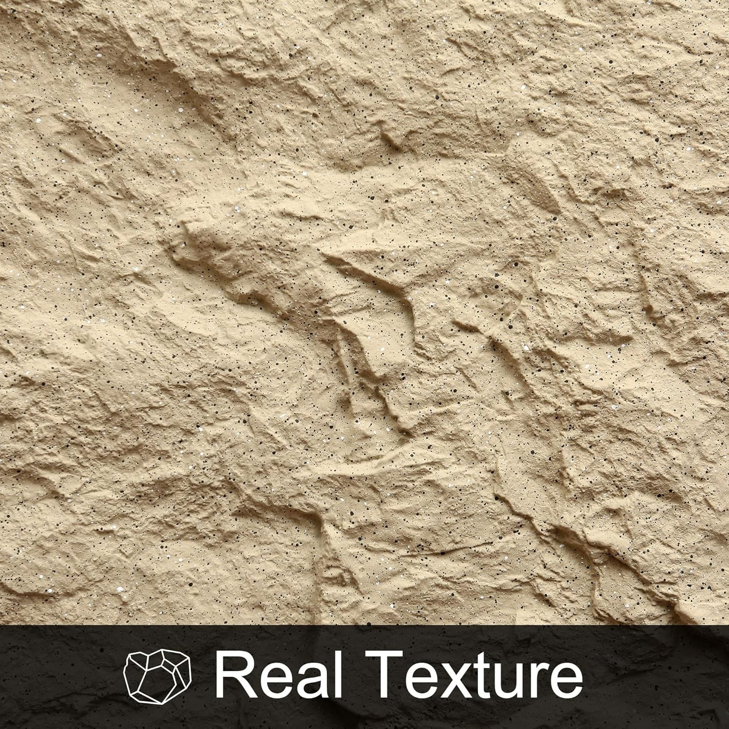 4 PCS 3D Faux Stone Wall Panels -Golden Hemp Cement Texture Wainscoting Decor