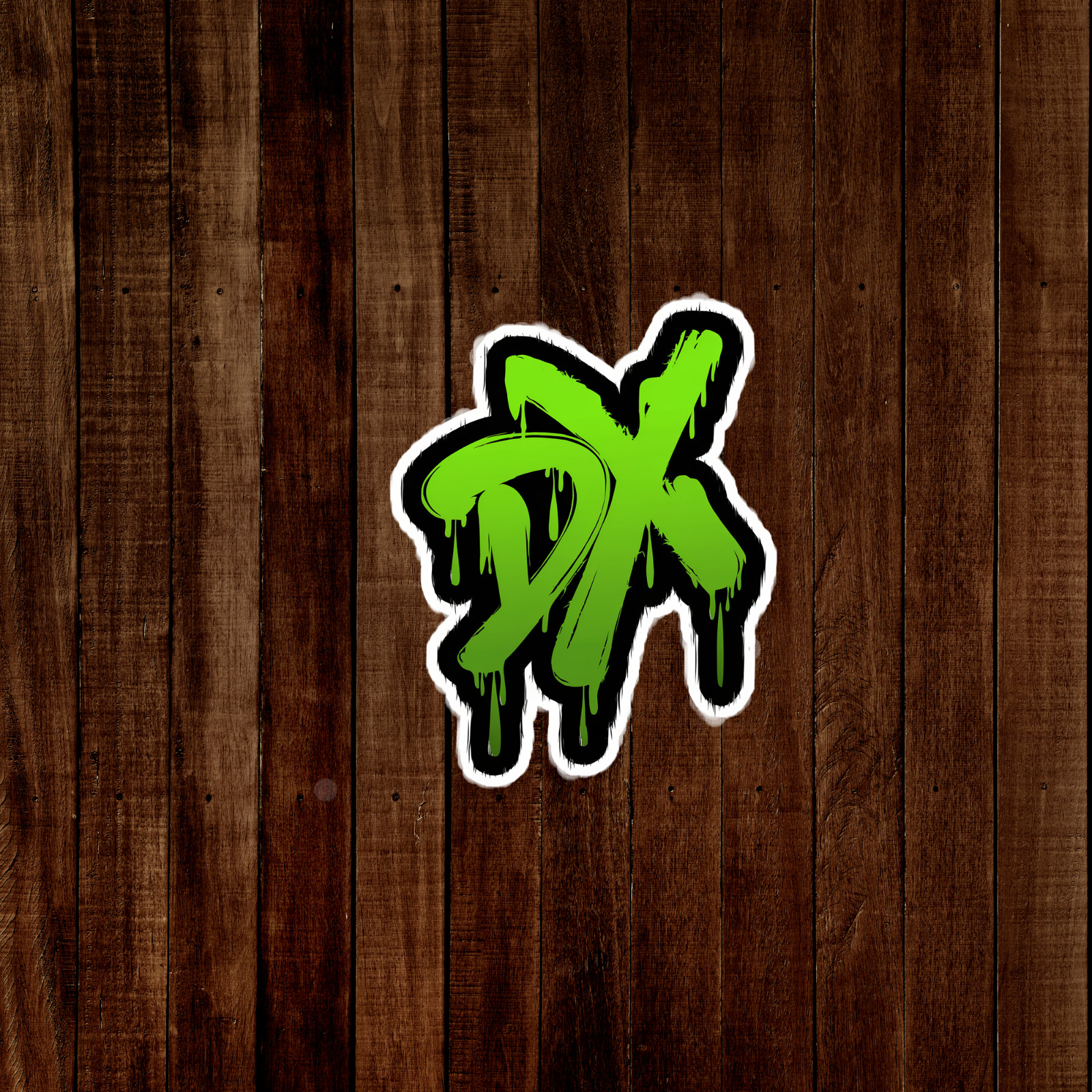 Neon Green Graffiti DX Logo Sticker – Edgy Street Art Decal #2478