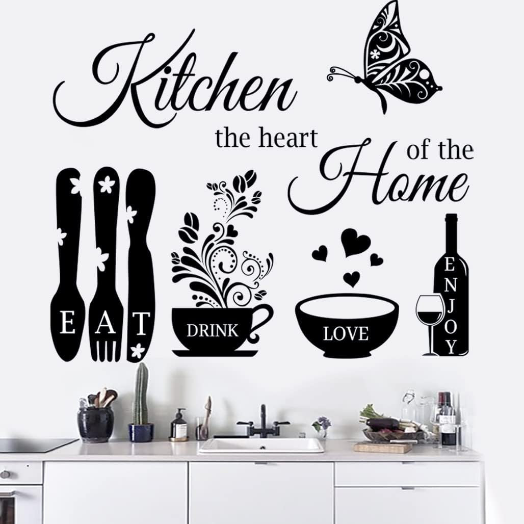 Kitchen Wall Stickers – the Heart of the Home Quotes Decals, Vinyl Wall Sign Art