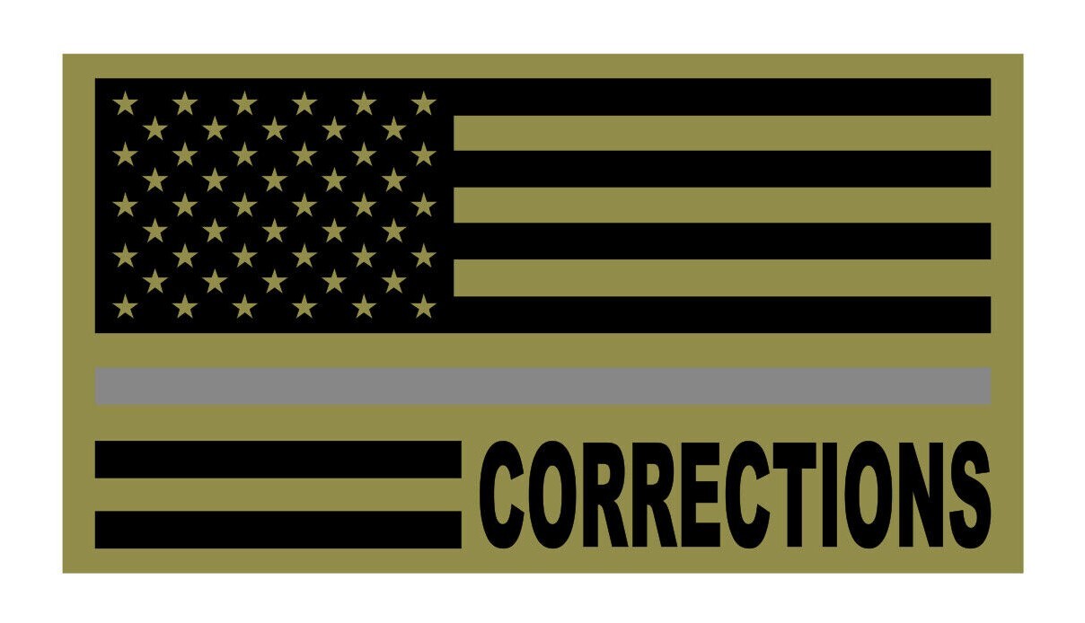 THIN GRAY LINE AMERICAN FLAG CORRECTIONS BLACKGRAY/OLIVE Decal/Sticker