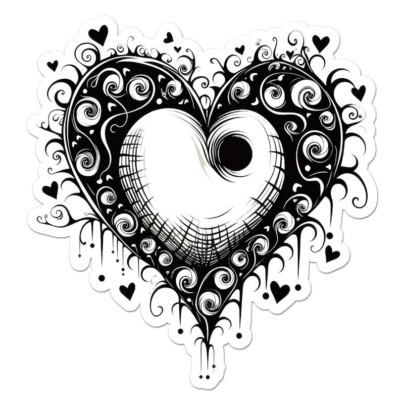Whimsical Heart, Vinyl Decal Sticker, Indoor Outdoor, 3 Sizes, #11683