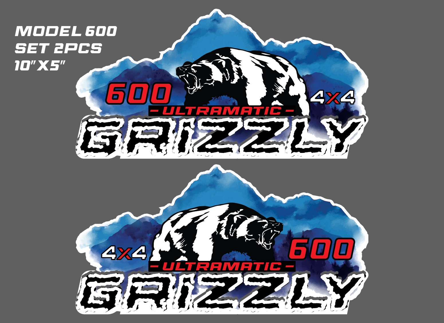 Grizzly ATV Tank Decal Graphic Sticker Kit 4 Yamaha 350 600 660