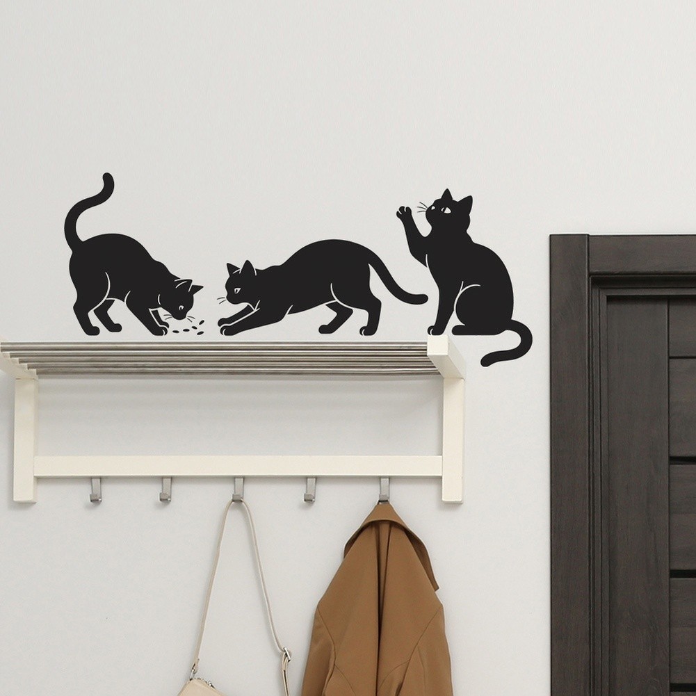 Black Cat Halloween Wall Art Sticker PVC Flexible Decor 22x26cm 60x30cm 22x29cm