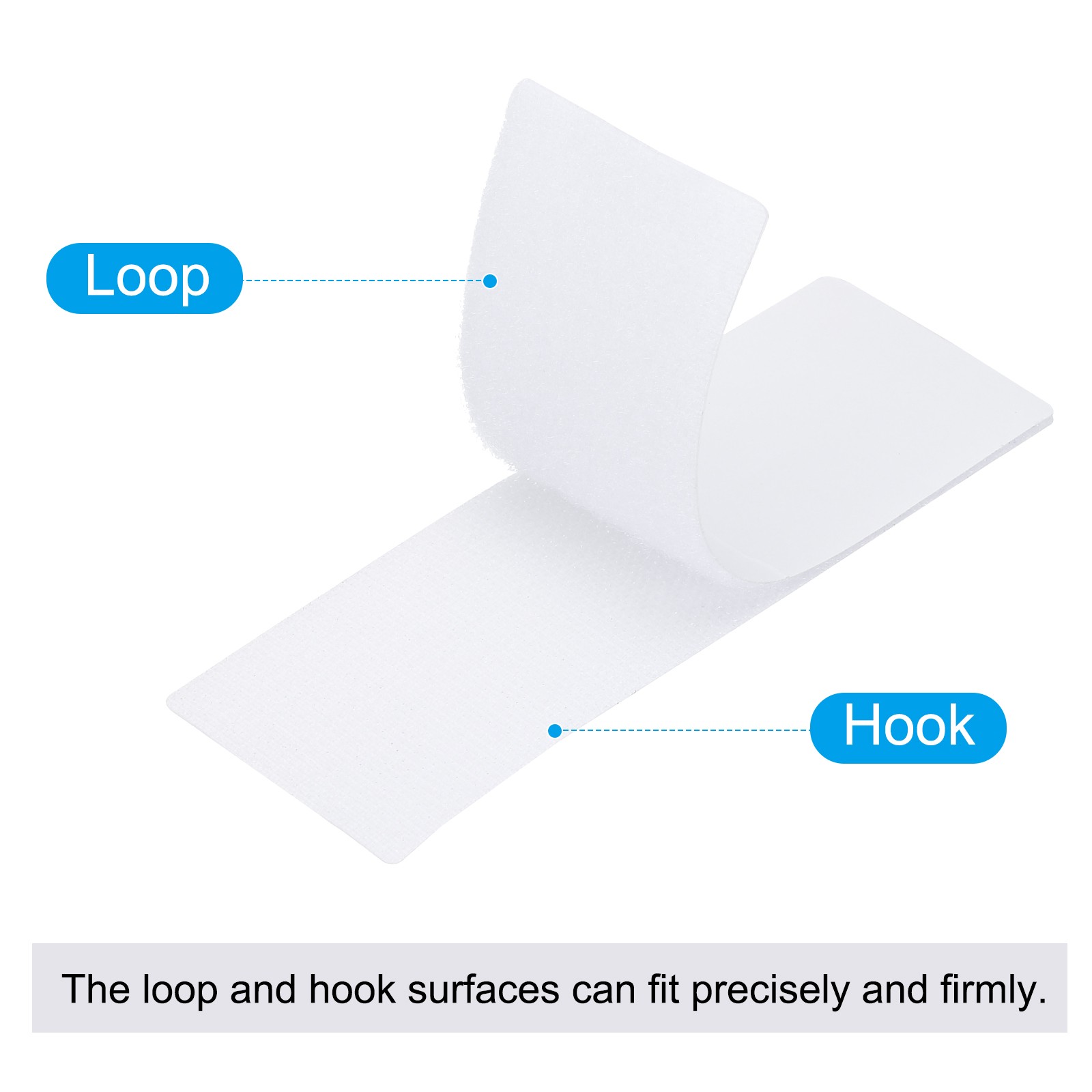 2×2 Inches Hook and Loop Dots 16 Sets Square Self Adhesive Tape White