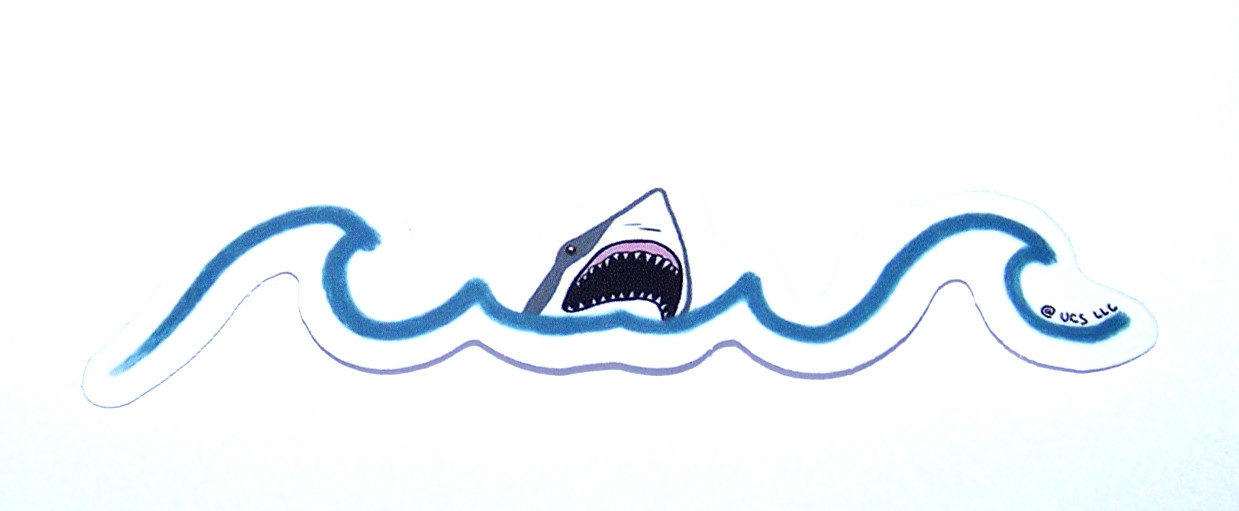 JAWS Waves Cut Sticker Decal Movie Horror Film Great White Shark