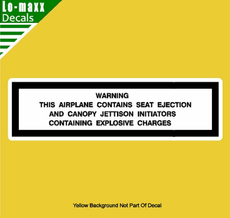 Warning This Airplane Contains Seat Ejection Military Jet Printed Vinyl Sticker