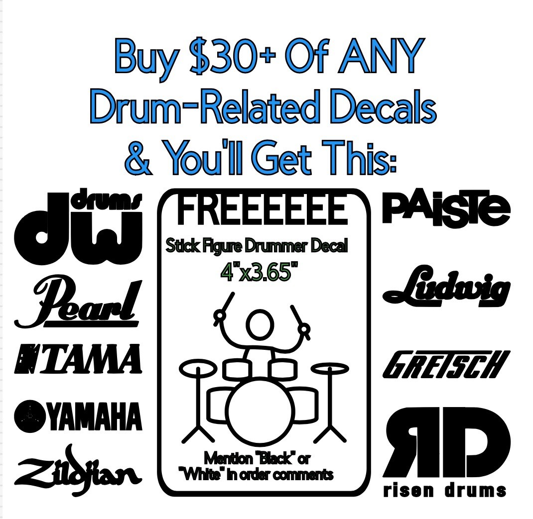 Pearl Drums Vinyl Decal – MANY Sizes & Colors Avail & FREE Ship Buy 2 Get 1 FREE