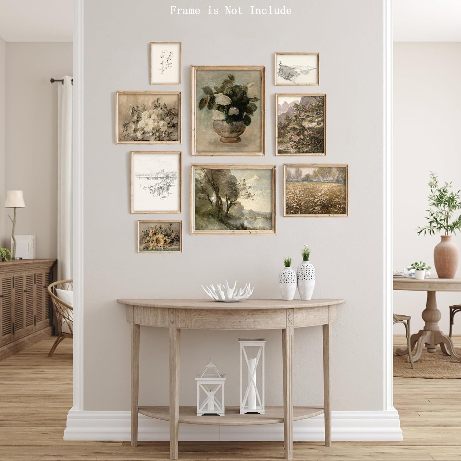 9Pcs Vintage Wall Art Decor Prints Neutral Gallery Farmhouse Wall Decor Natur…