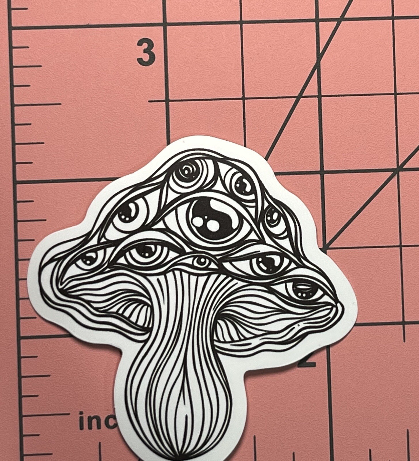Mushroom W/ Evil Eye Protection B&W – Vinyl Decal Sticker Bomb Horror Halloween