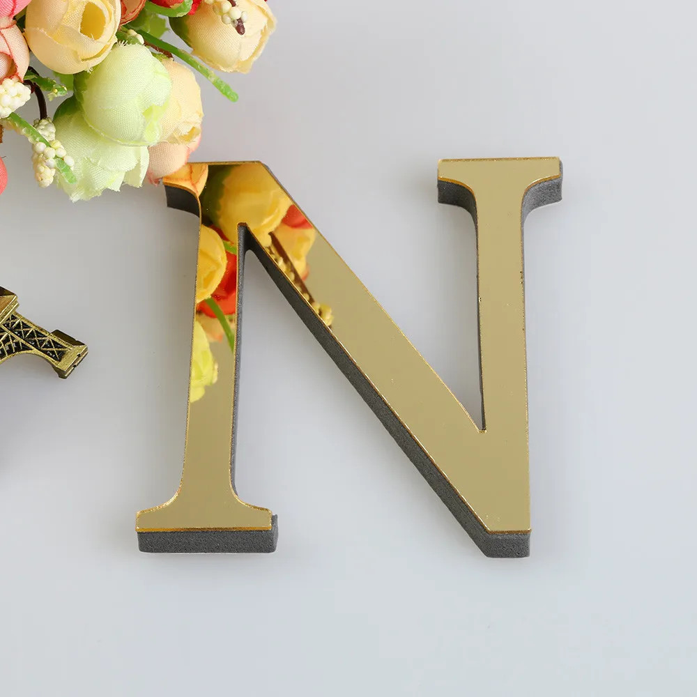 10CM 3D Mirror 26 Letters DIY Acrylic Wall Stickers for Logo Name Alphabet Weddi