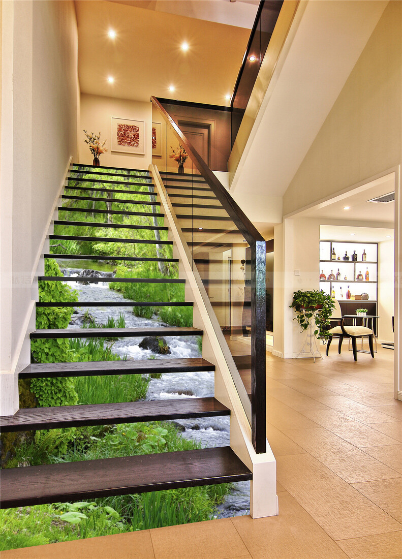 3D River Grass 602NA Stair Risers Decoration Photo Mural Decal Wallpaper Fay
