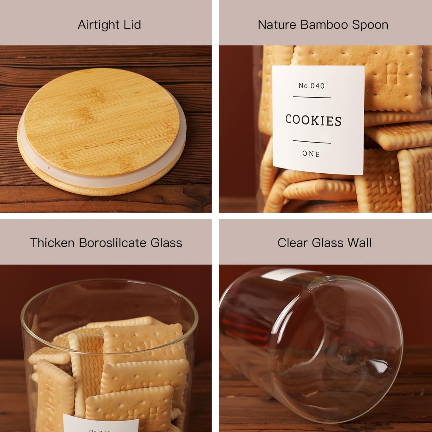 Set of 6 Glass Flour and Sugar jars with 132 Kitchen Pantry Labels – Thicken …