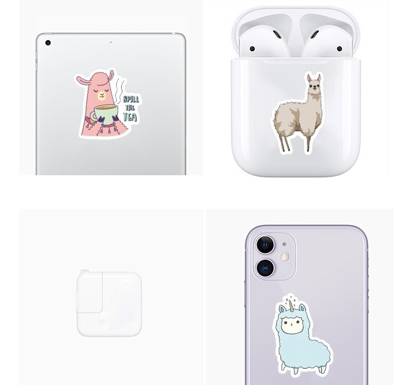 50pcs LLAMA Stickers, Cute Animal Water Bottle Laptop No Residue Sticker, #118