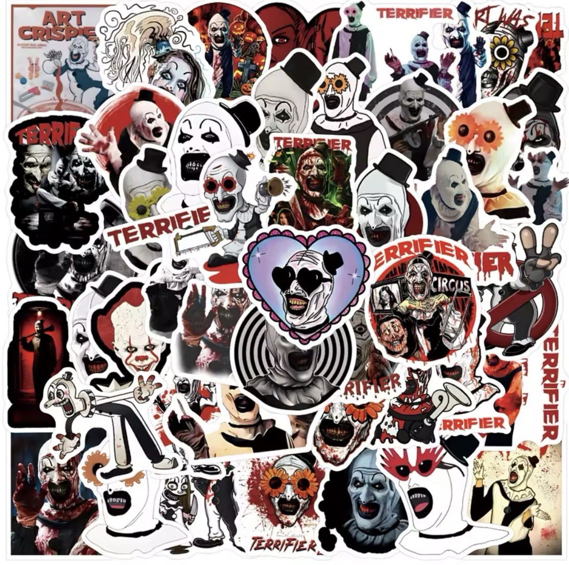 Art The Clown Style Stickers 50pk Mixed Terrifier Horror Stickers FREE SHIPPING