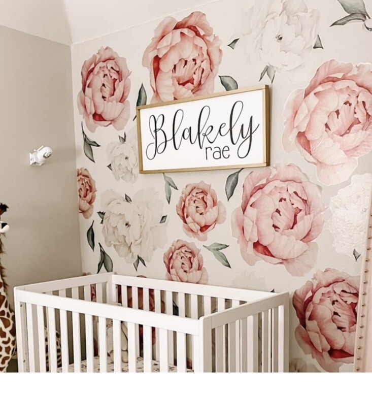 Watercolor Jumbo Floral Peonys Peel & Stick Giant Wall Decals Free Shipping