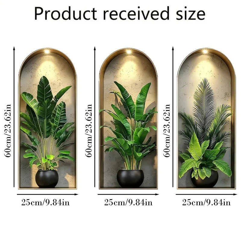 3D Watercolor Plant Wall Stickers – Realistic Potted Plants Decor, Self-Adhesive