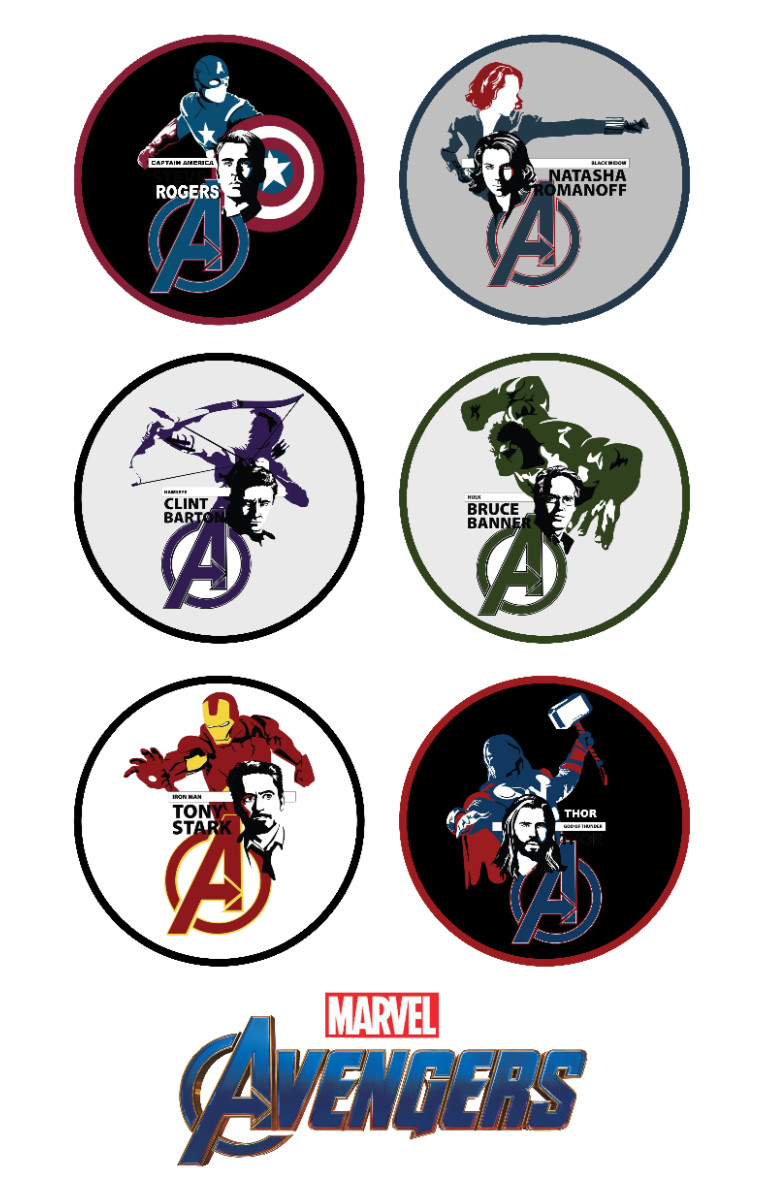 Avengers (Original 6) – 2in (7) Handmade Decal Sticker Sheet Notebook Skateboard