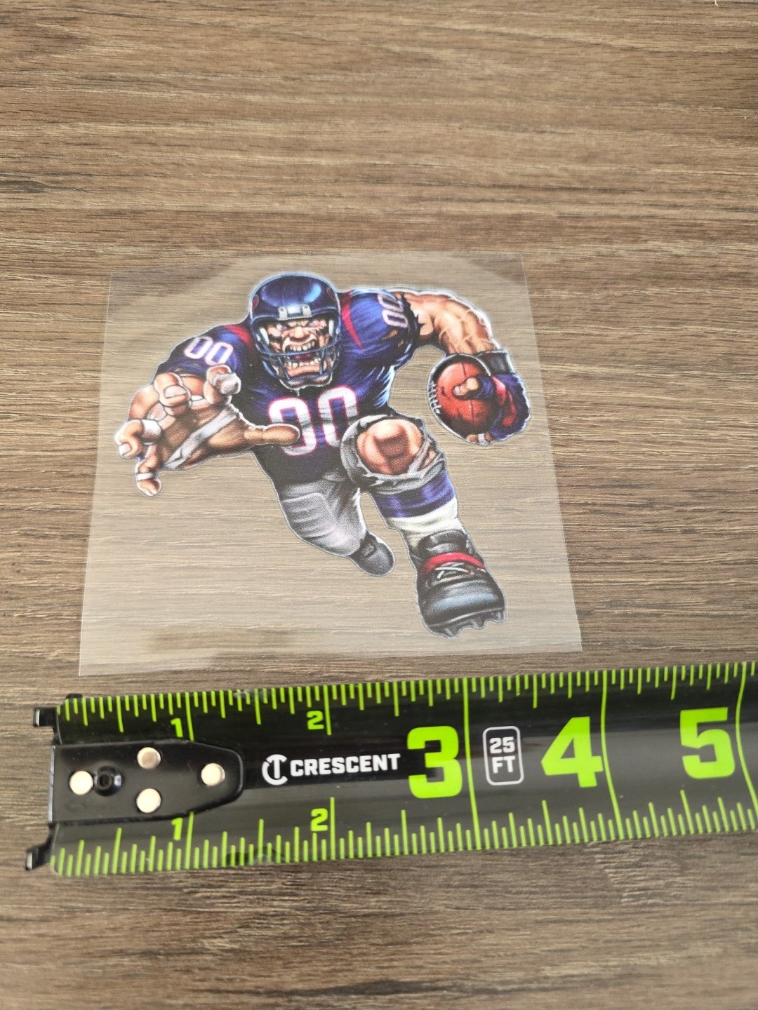 Texans Running Football Player Raised Full Color UV DTF Sticker Decal 4in X 4in
