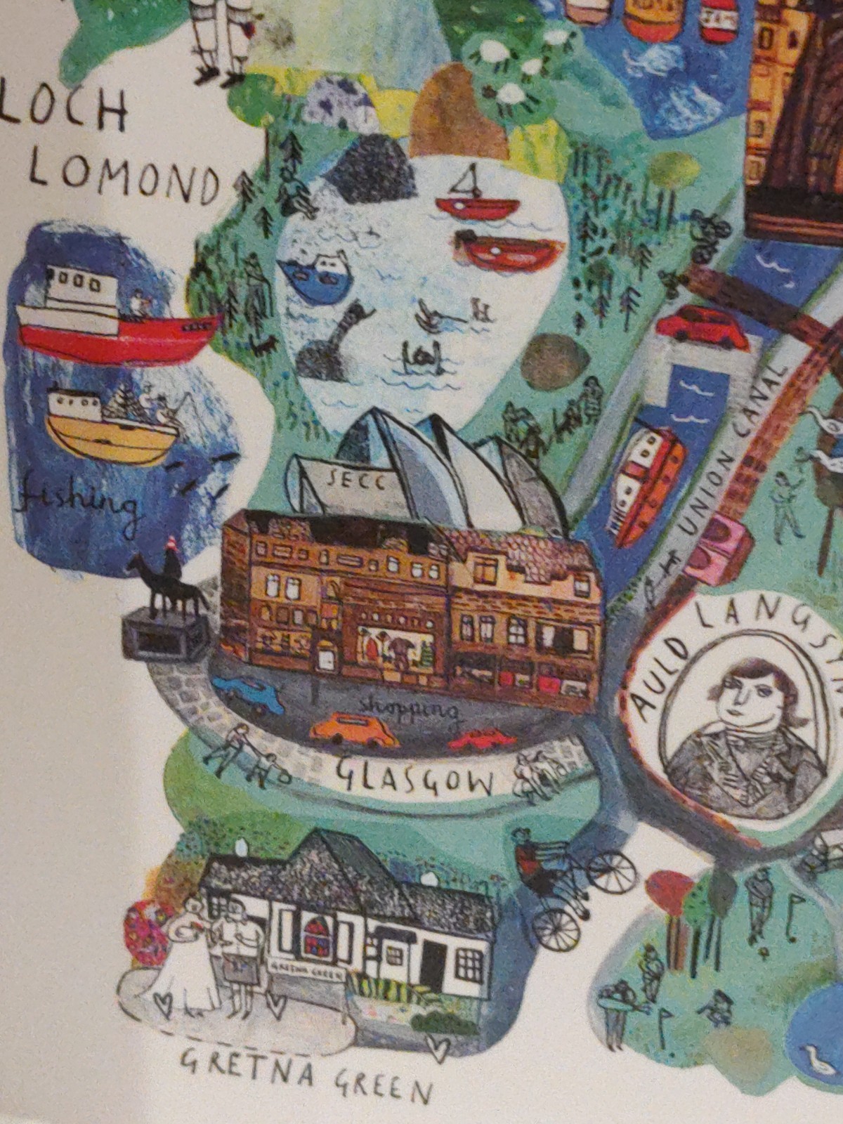 Scotland Illustrated Print Map Blank Card With Envelope