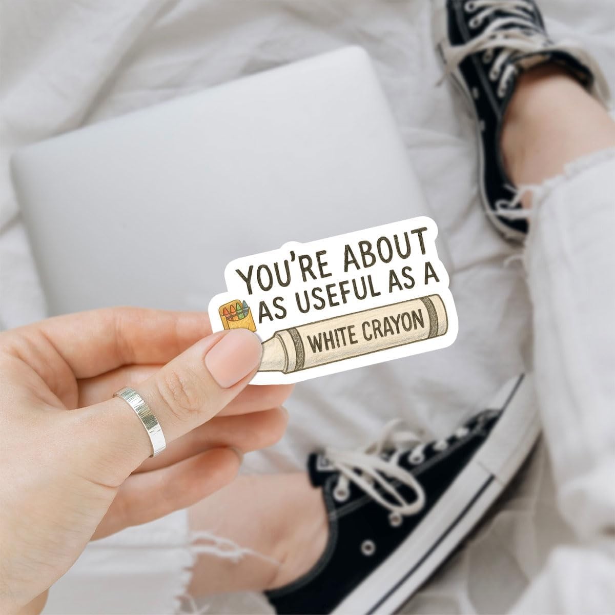 3Pcs You’re About as Useful as a White Crayon Sticker Sarcastic Gift for Humor L