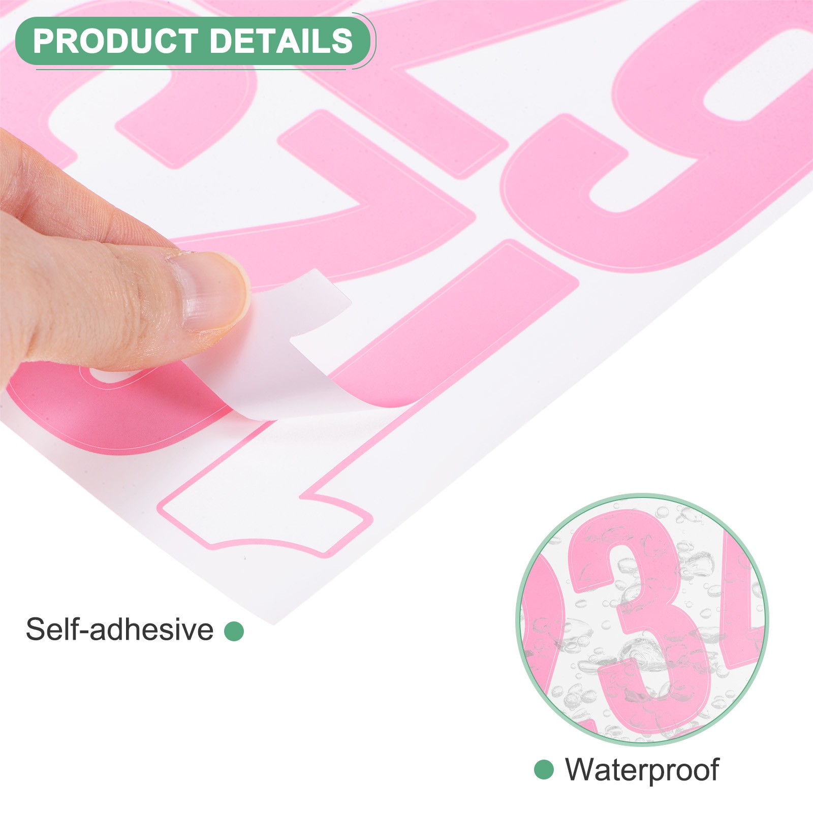 8 Sheets Numeric Stickers 3" Vinyl Stickers with Numbers 0 to 9 [80pcs Pink]