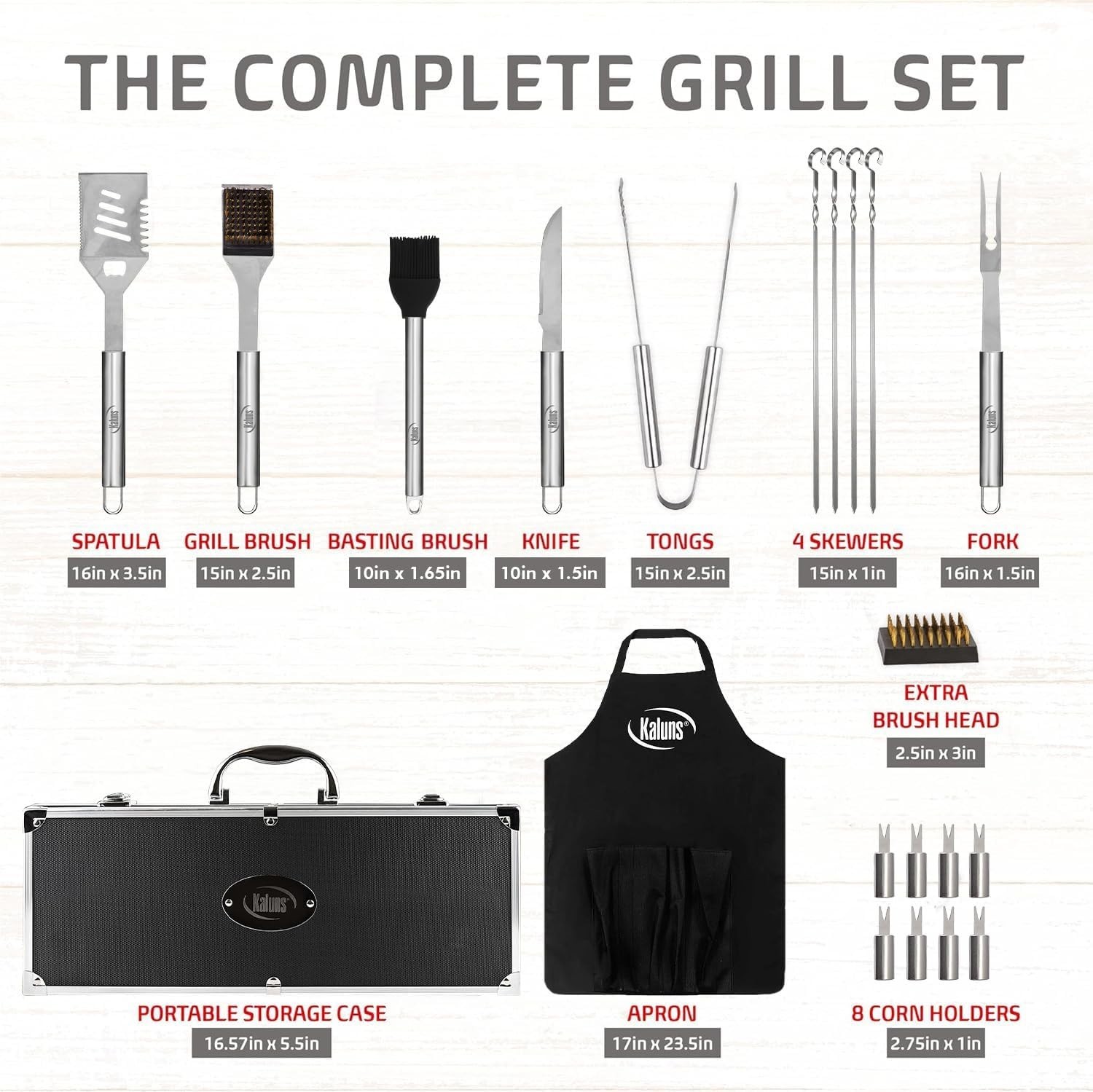 21-PC BBQ Grill Tools Set w/ Case – Stainless Steel Grilling Accessories