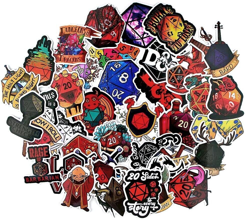 DUNGEONS & DRAGONS Vinyl Stickers [A] Waterproof Decal ~D&D Polyhedra Dice Games