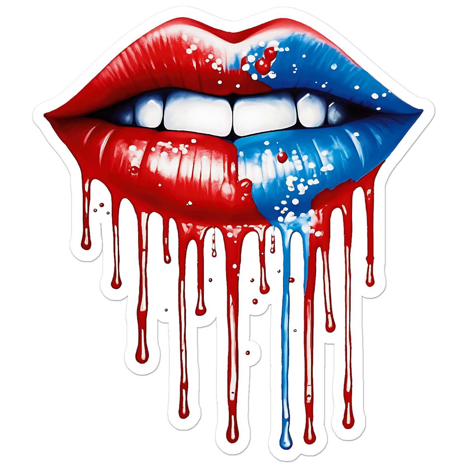 Dripping Red Blue Lips – Vinyl Decal Sticker – Car Window Laptop – ebn11360
