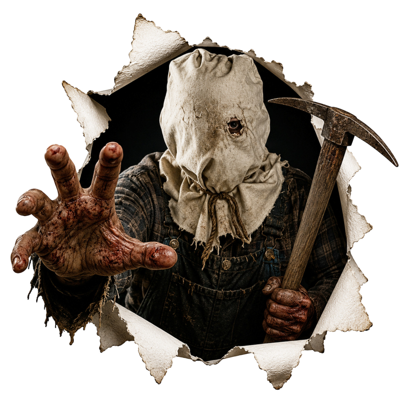 Peekaboo Sticker vinyl Jason Voorhees Burlap Sack Pick Ax Friday the 13th Decal