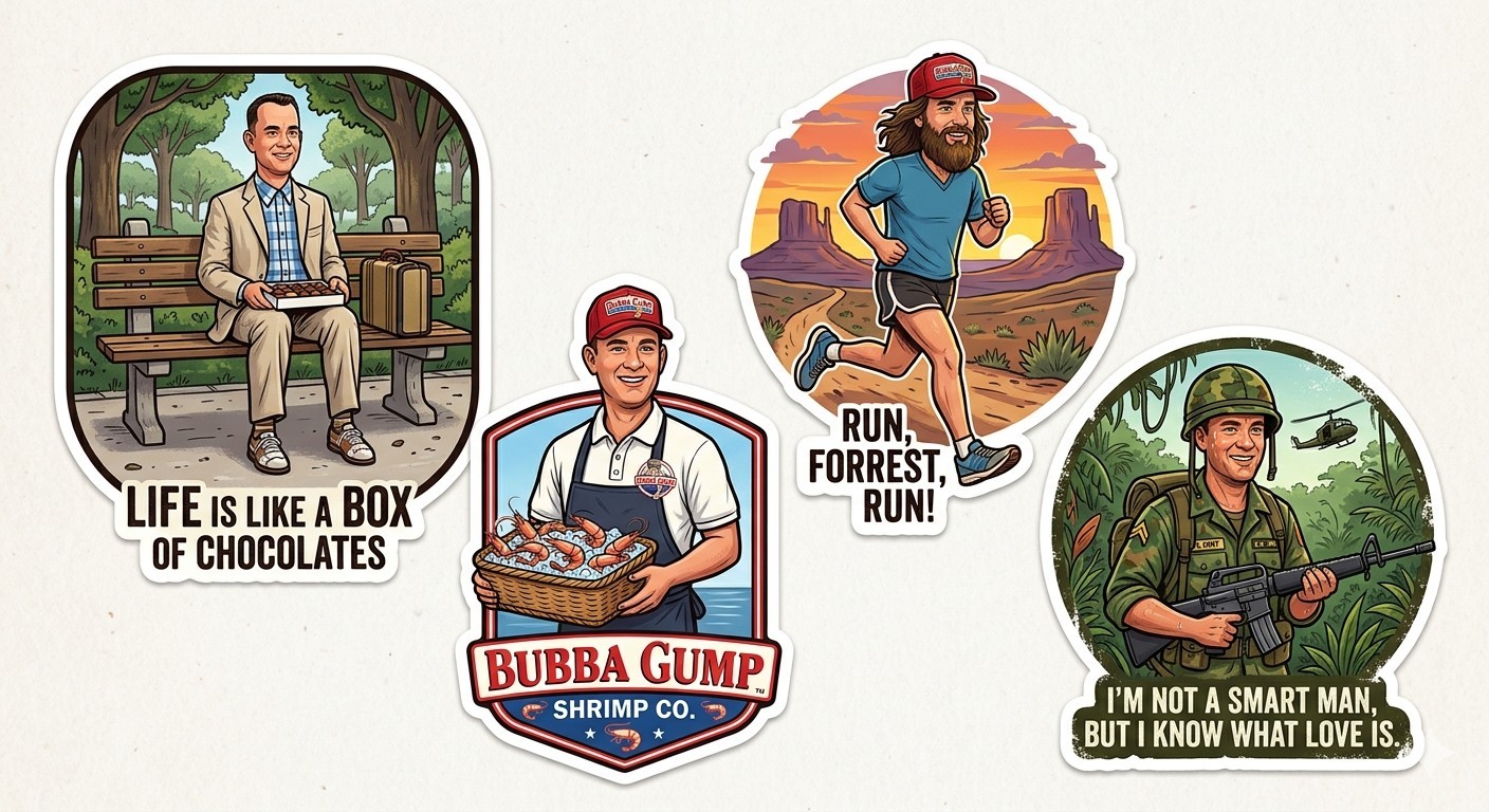 4 Forrest Gump Decal Stickers Phone Laptop