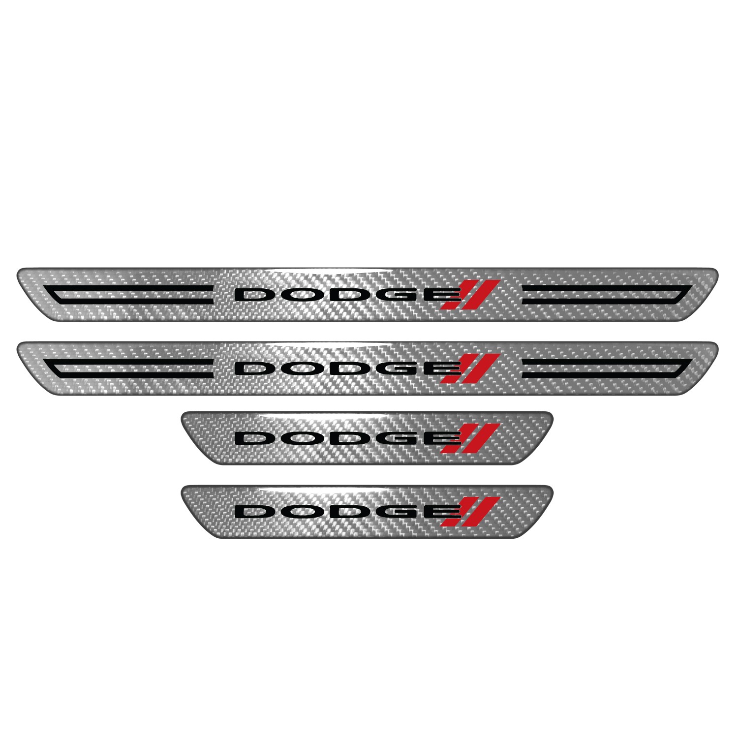 Dodge Silver Carbon Fiber Universal Door Sill Protector Kick Plates