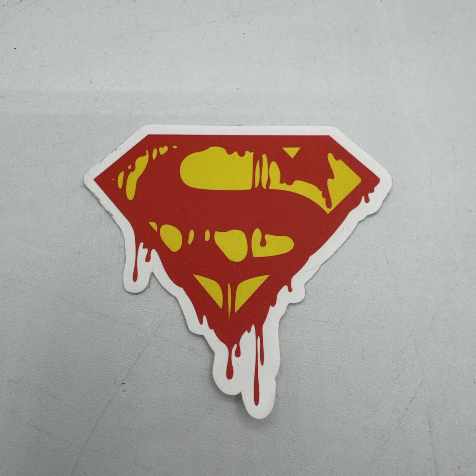 Diecut Vinyl Superman Logo Dripping Blood Decal Sticker Comic Red & Yellow 2.5"