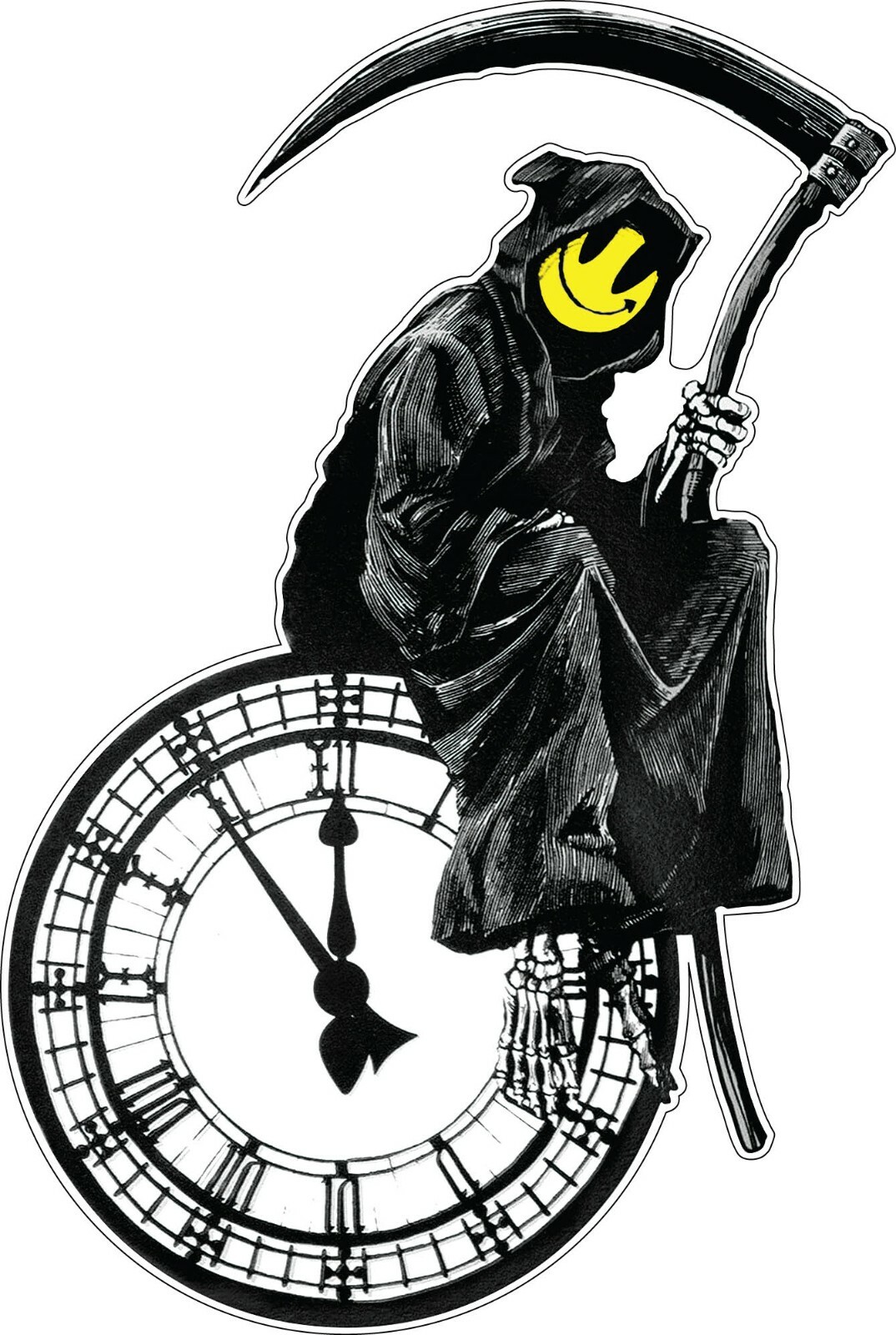 Banksy Grin Reaper Graffiti Street Art Vinyl Sticker / window wall car phone ps4