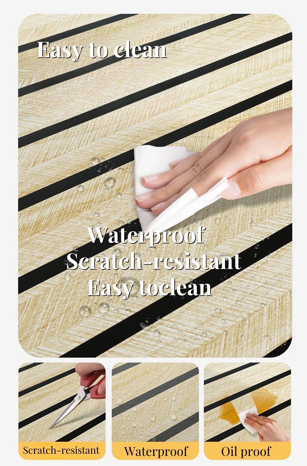 Imitation Wall Stickers Pvc Waterproof Wood 40cm Realistic Easily Removable Self