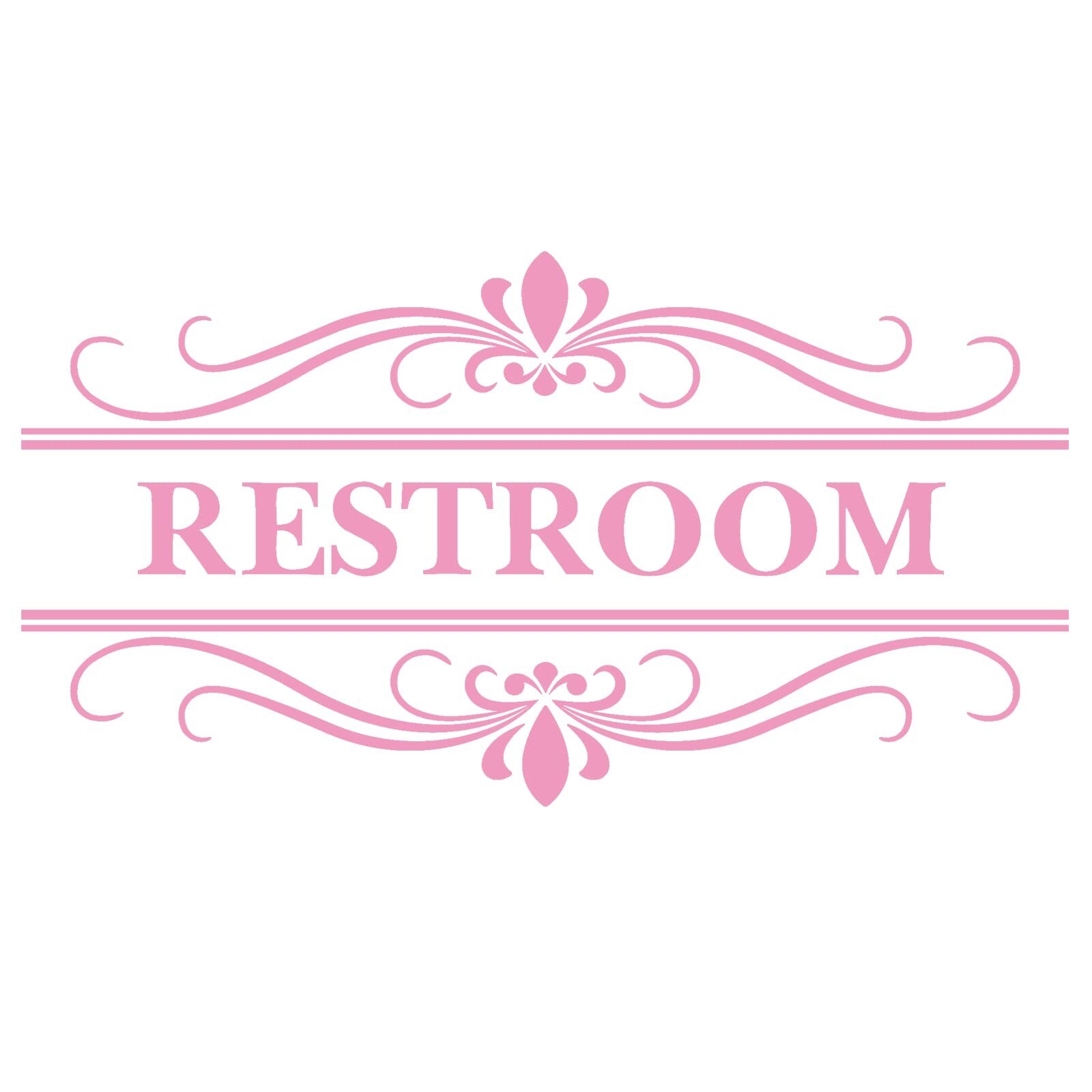 Restroom Sign Wall Decal Vinyl Pink Stickers, Removable Cute Art Design DIY M…