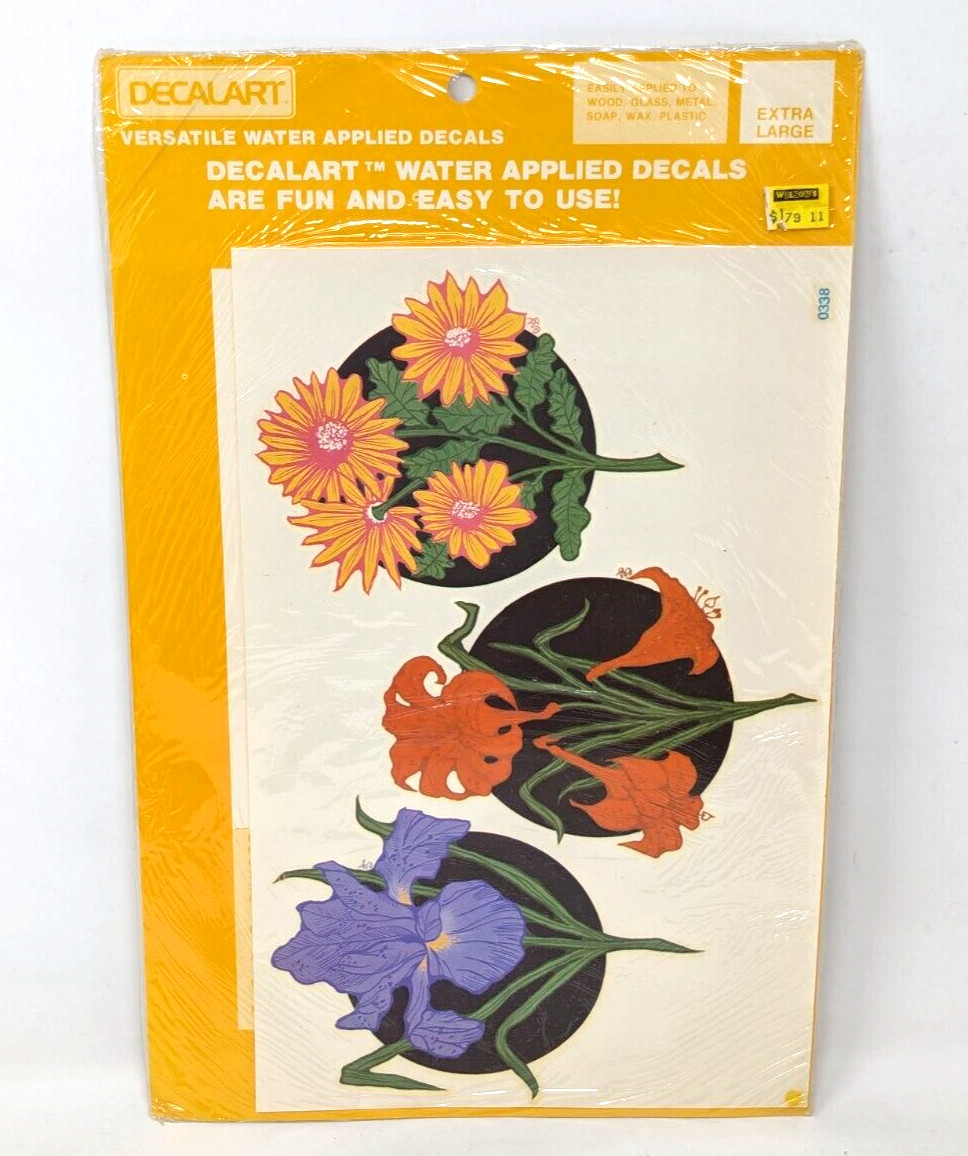 New Vintage Meyercord Decalart 0338 Floral Flower Large Water Applied Decals