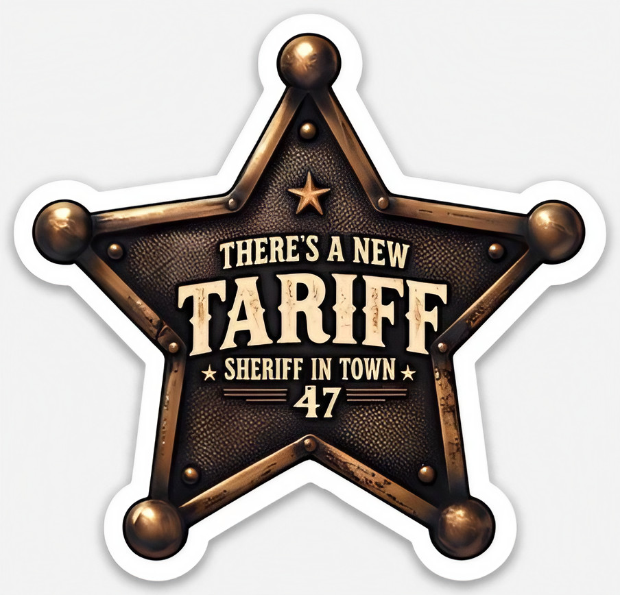 Funny Trump Tariff Sheriff Vinyl Sticker Humorous Political Sticker