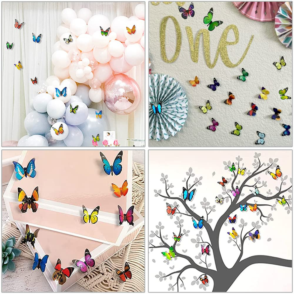 80 PCS Butterfly Wall Decor Waterproof Removable Reusable Wings Foldable PVC Pla
