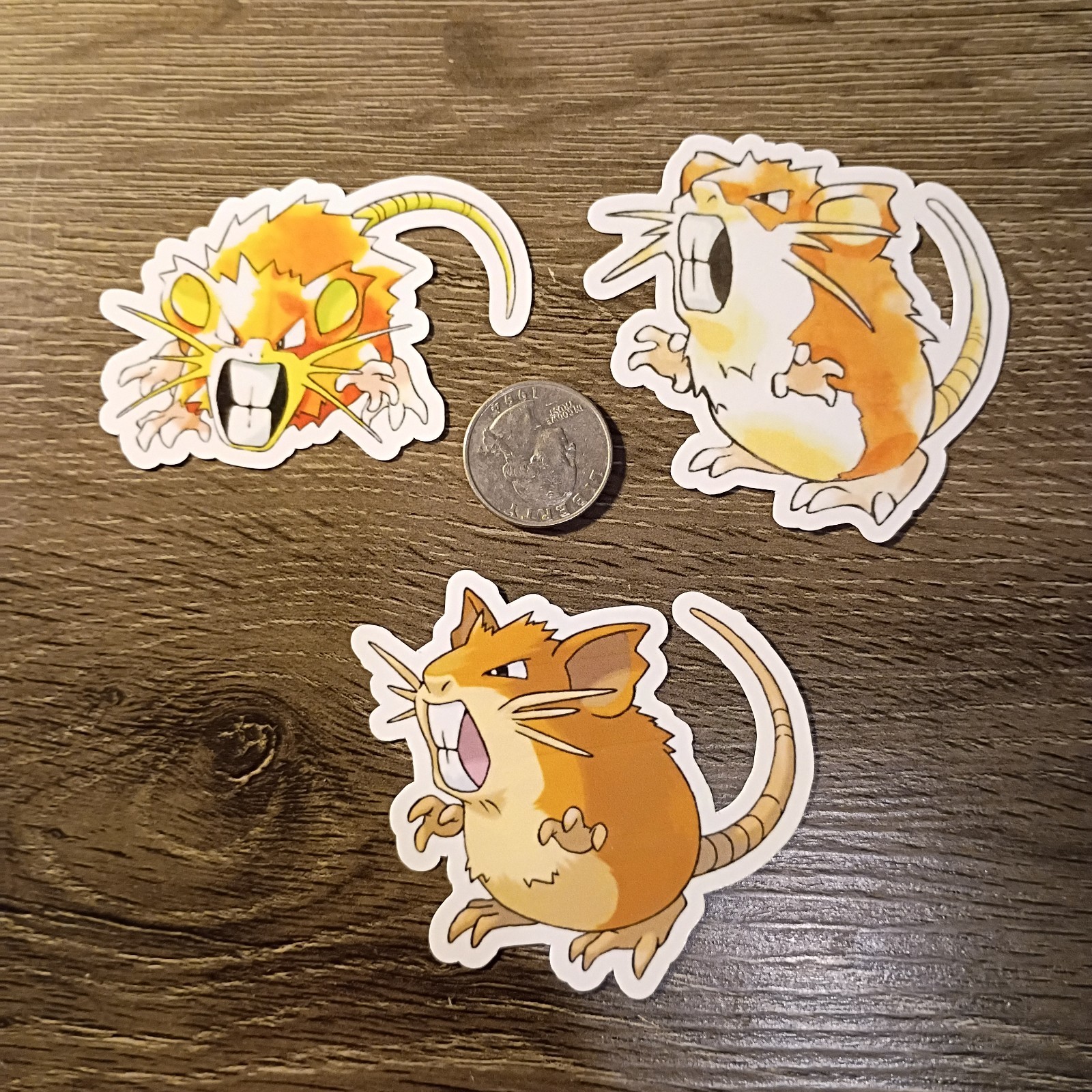 Gen 1 & 3 Raticate Stickers – Lot of 3 – Vinyl, Waterproof, Die-cut – Original