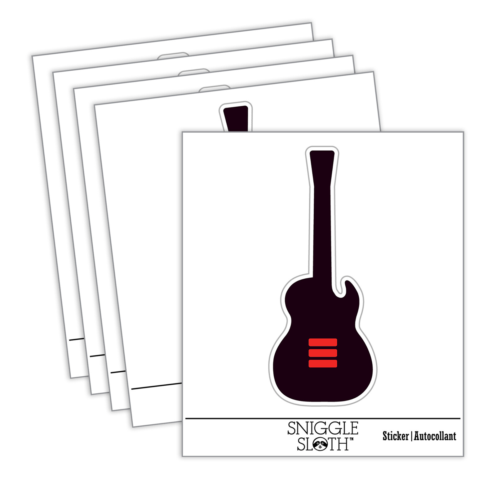 Electric Guitar Silhouette Laptop Water Bottle Sticker 5 Pack