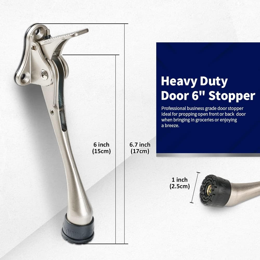 6" Heavy Duty Kick down Door Stopper, Hands-Free Adjustable Pedal Door Holder wi