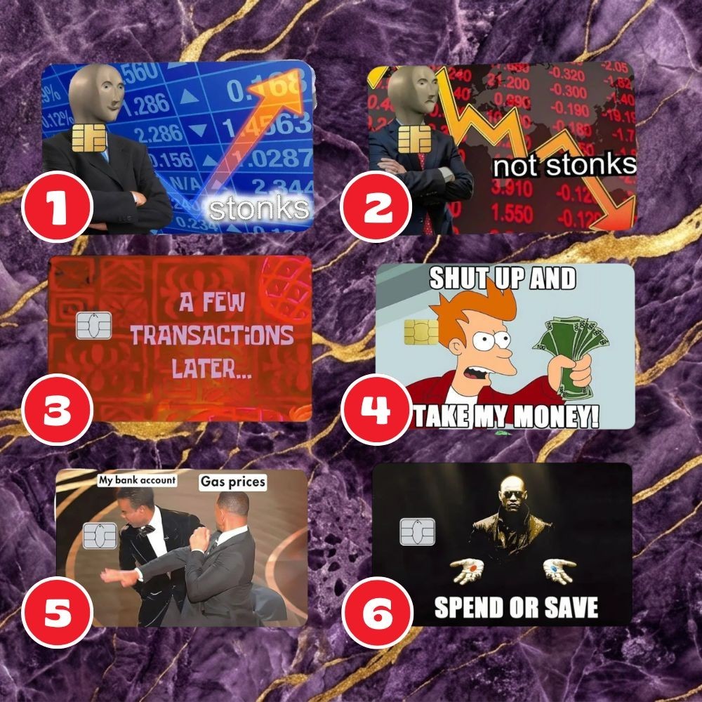 Funny Credit card Sticker PACK X4 | Custom COLLECTION Meme Debit card skins